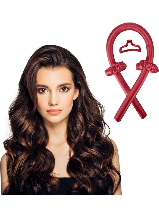 XiuWoo Sponge Heatless Curl Hair Ribbon Set Red - Image 1