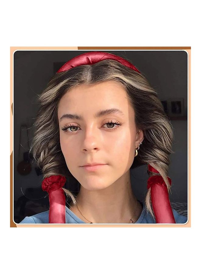 XiuWoo Sponge Heatless Curl Hair Ribbon Set Red - Image 2