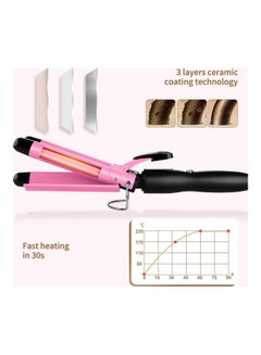 XiuWoo 3 Barrel Hair Curler With Gloves Pink/Black  - Image 3