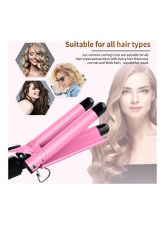 XiuWoo 3 Barrel Hair Curler With Gloves Pink/Black  - Image 4