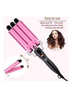 XiuWoo 3 Barrel Hair Curler With Gloves Pink/Black  - Image 5