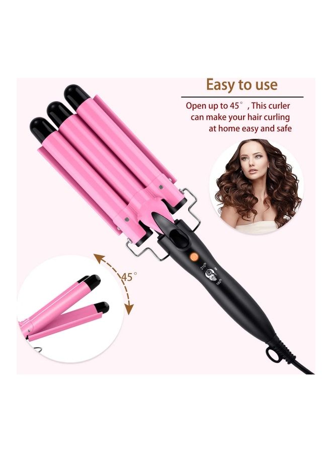 شو وو مجموعة مكونة من 3 بكرات لتجعيد الشعر مع قفازات وردي/أسود - Image 5