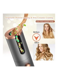 XiuWoo Ceramic Curling Wand Cordless Auto Hair Curler With 6 Temperature Control Silver  - Image 4