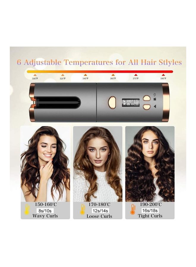 XiuWoo Ceramic Curling Wand Cordless Auto Hair Curler With 6 Temperature Control Silver - Image 3