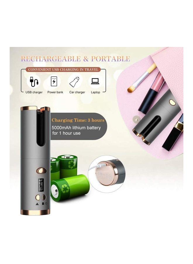 XiuWoo Ceramic Curling Wand Cordless Auto Hair Curler With 6 Temperature Control Silver - Image 5