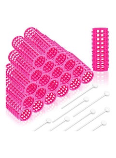 XiuWoo 48-Piece Brush Hair Roller With Pins Rose Red/White  - Image 1