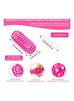 XiuWoo 48-Piece Brush Hair Roller With Pins Rose Red/White  - Image 2