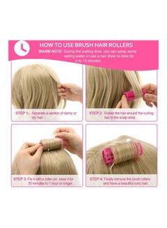XiuWoo 48-Piece Brush Hair Roller With Pins Rose Red/White  - Image 3
