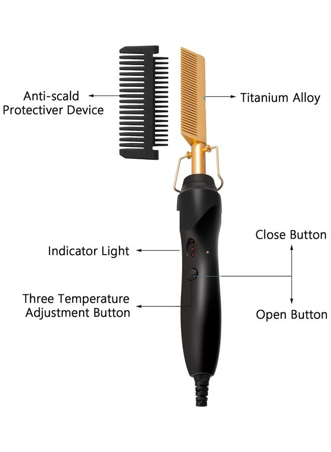 XiuWoo - 2-In-1 Heat Comb Black/Gold One Size - Image 1