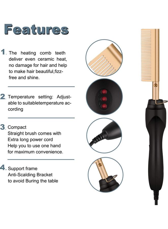 XiuWoo - 2-In-1 Heat Comb Black/Gold One Size - Image 1