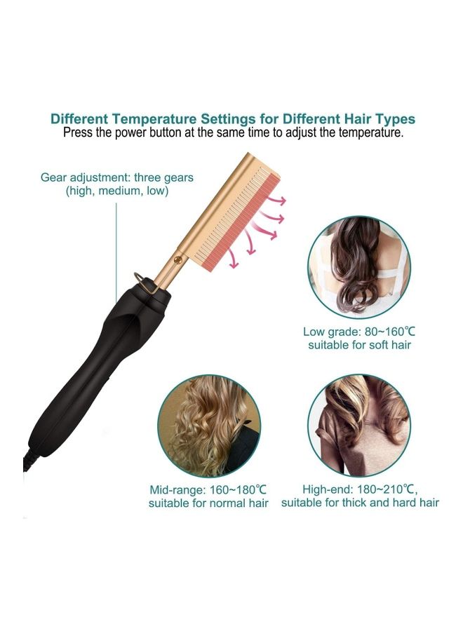 XiuWoo - 2-In-1 Heat Comb Black/Gold One Size - Image 1