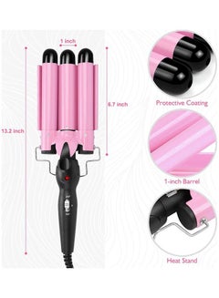 XiuWoo 3-Barrel Hair Curler Pink/Black  - Image 3