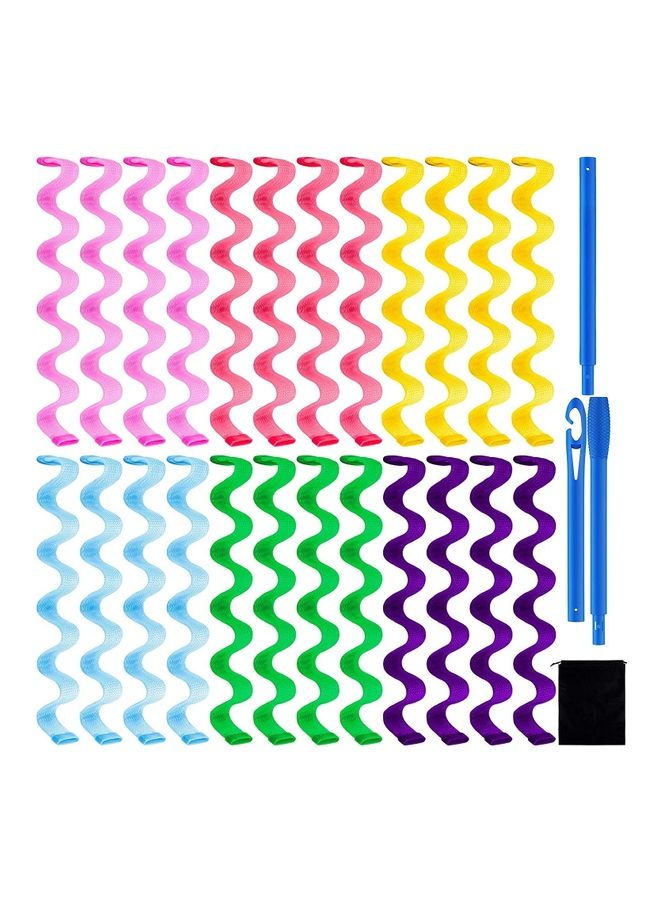 شو وو طقم بكرات شعر حلزونية لتجعيد الشعر بتصميم يشبه تموج الماء من 24 قطعة متعدد الألوان - Image 1