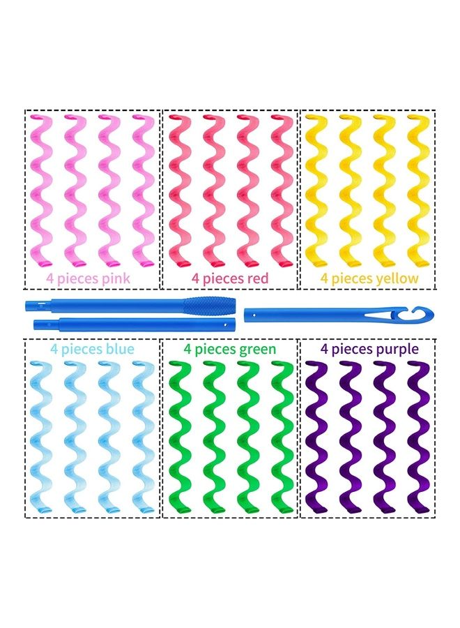 شو وو طقم بكرات شعر حلزونية لتجعيد الشعر بتصميم يشبه تموج الماء من 24 قطعة متعدد الألوان - Image 2