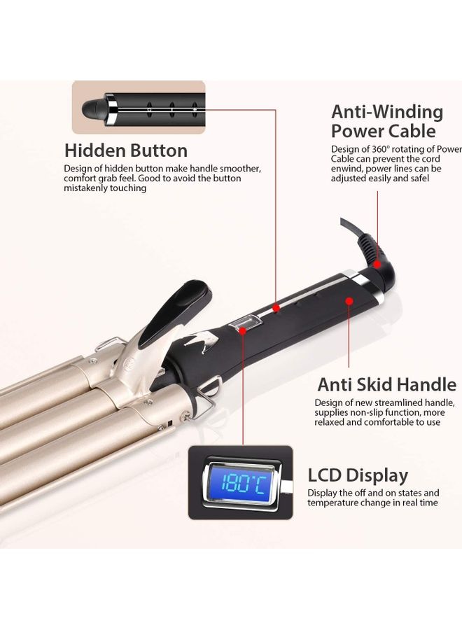 XiuWoo Hair Curler Waver 3 Barrel Curling Iron Multicolour - Image 4