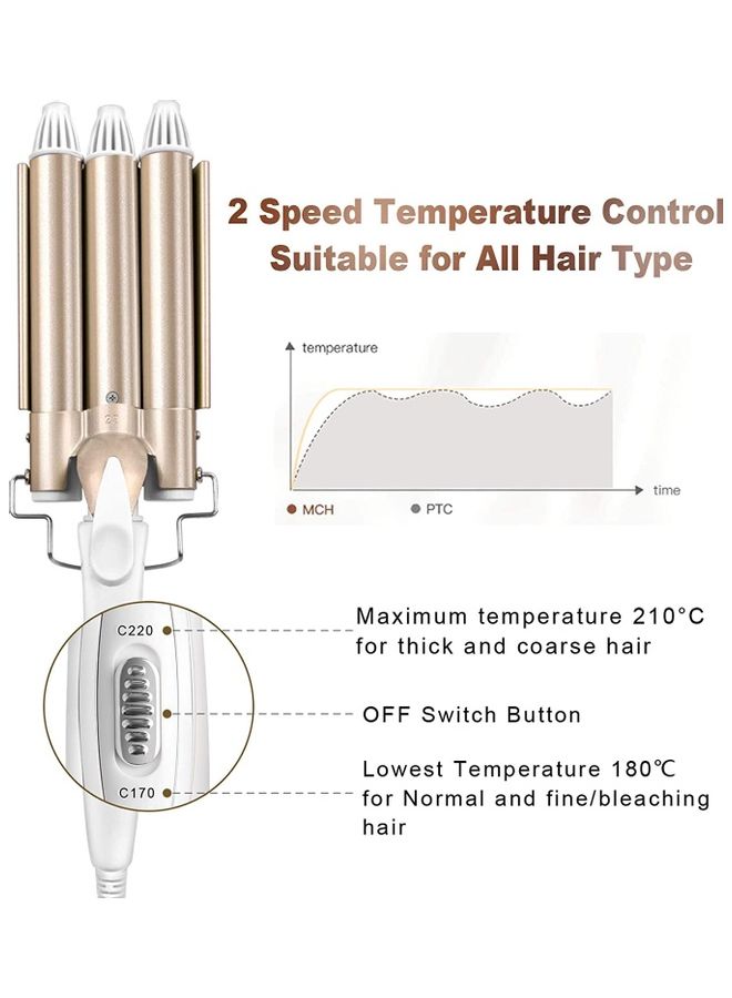 XiuWoo 3 Barrel Waver Hair Curling Iron Multicolour - Image 2