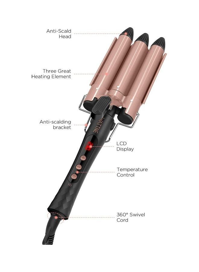 XiuWoo 3 Barrel Professional Mermaid Waves Curling Iron 25mm Multicolour - Image 2