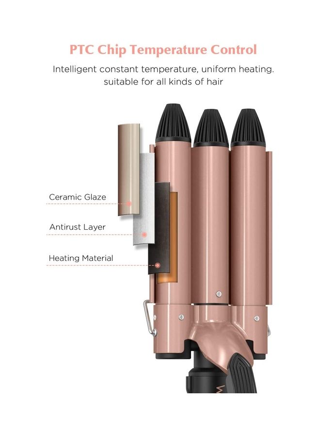 XiuWoo 3 Barrel Professional Mermaid Waves Curling Iron 25mm Multicolour - Image 3