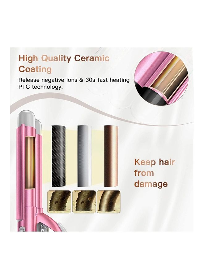 XiuWoo 3 Barrel Portable Hair Curler Electric Iron Pink/Black - Image 5