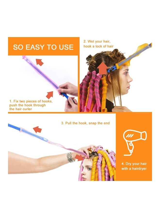 XiuWoo Heatless Hair Rollers Spiral Curlers Set Multicolour - Image 4