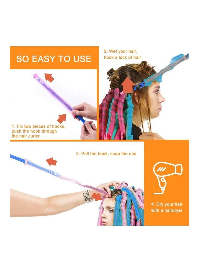 XiuWoo Heatless Hair Rollers Spiral Curlers Set Multicolour - Image 4
