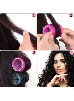 XiuWoo 15-Piece Self Grip Hair Rollers Set Pink  - Image 3