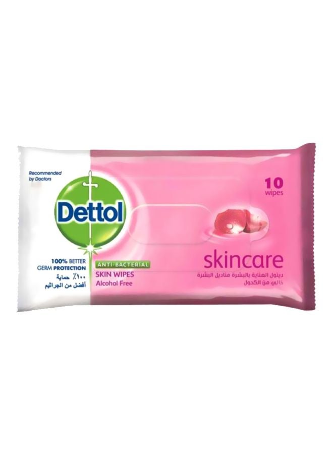 Dettol 10-Piece Skincare Anti-Bacterial Skin Wipes Pink/White/Green - Image 1