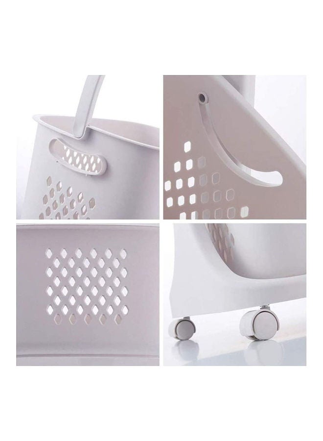 3-Tier Trolley Basket With 6 Side Hooks White 44x33x110cm - Image 4