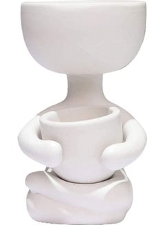 XiuWoo Human Shaped Succulent Ceramic Flower Pot Vase White One Size  - Image 1