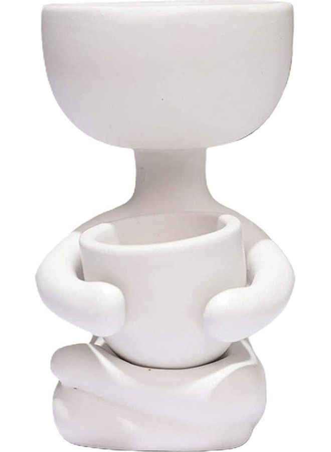 شو وو أصيص زهور من السيراميك للنباتات العصارية على شكل إنسان أبيض One Size - Image 1