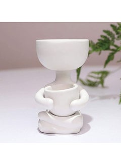 XiuWoo Human Shaped Succulent Ceramic Flower Pot Vase White One Size  - Image 3