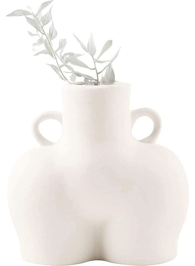 XiuWoo Human Body Shaped Decorative Flower Pot with Side Ring Handle White One Size  - Image 1