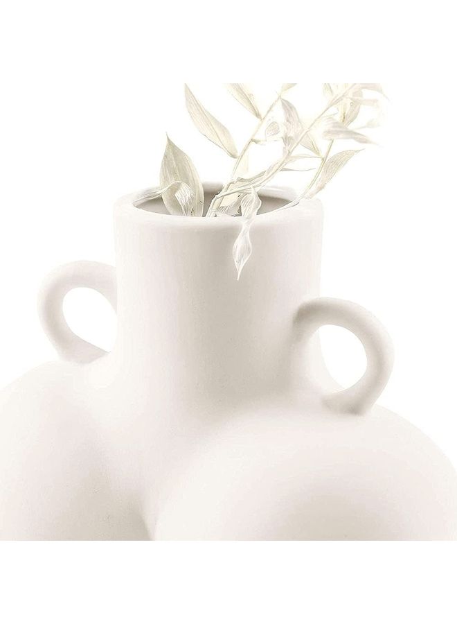 XiuWoo Human Body Shaped Decorative Flower Pot with Side Ring Handle White One Size  - Image 3