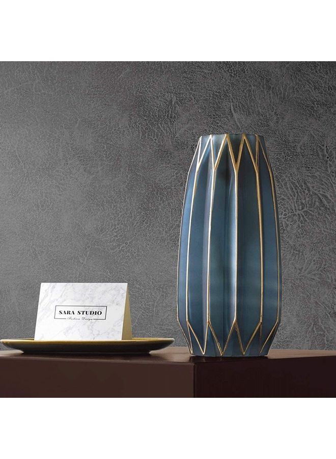 XiuWoo Creative Phnom Penh Glass Vase Blue/Gold 30 x 14.5cm  - Image 3