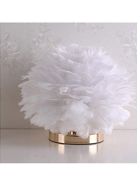 Decorative LED Bedside Feather Design Table Lamp White/Golden