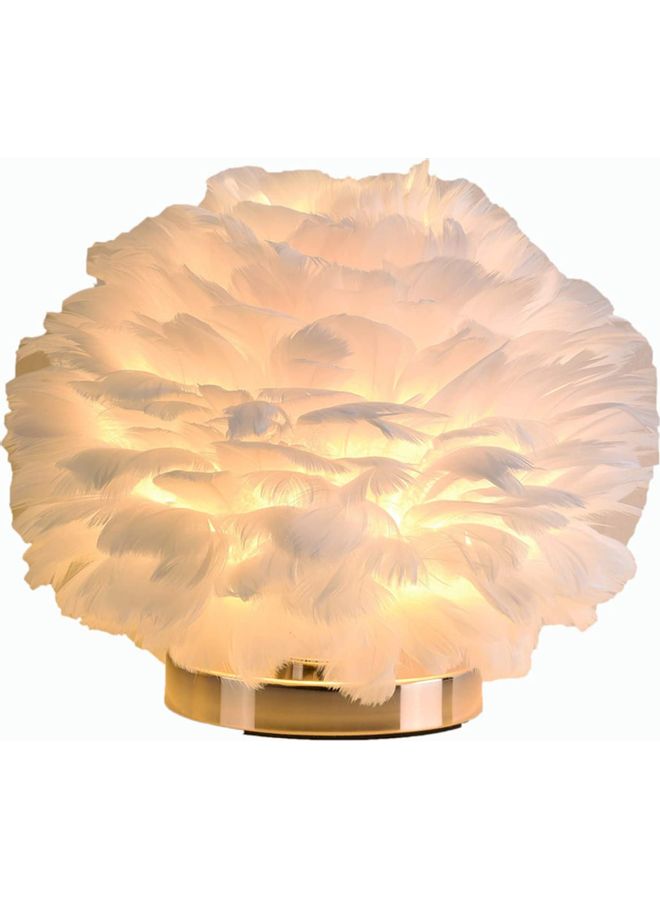 XiuWoo - Decorative LED Bedside Feather Design Table Lamp White/Golden - Image 1