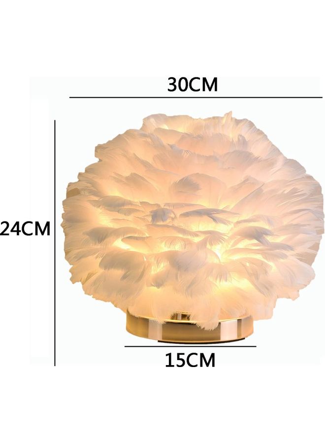 XiuWoo - Decorative LED Bedside Feather Design Table Lamp White/Golden - Image 1