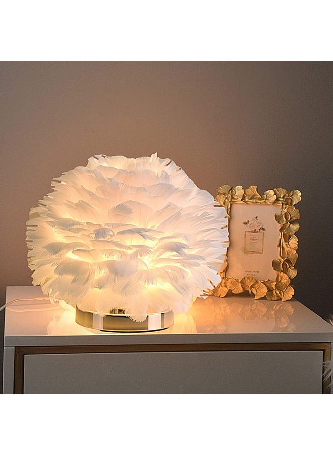 XiuWoo - Decorative LED Bedside Feather Design Table Lamp White/Golden - Image 1