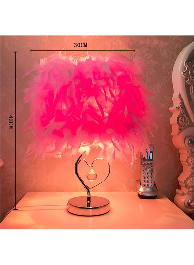 XiuWoo Decorative LED Bedside Feather Design Table Lamp Pink/Silver - Image 1