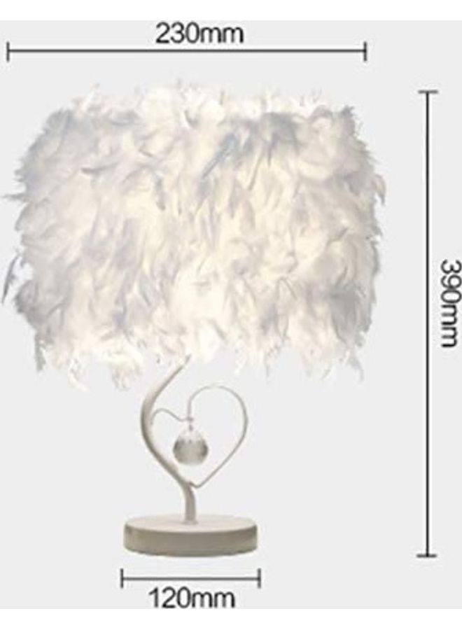 XiuWoo Decorative Heart Shape Feather Design Table Lamp White - Image 3