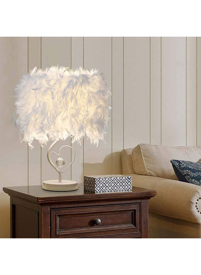 XiuWoo Decorative Heart Shape Feather Design Table Lamp White - Image 1