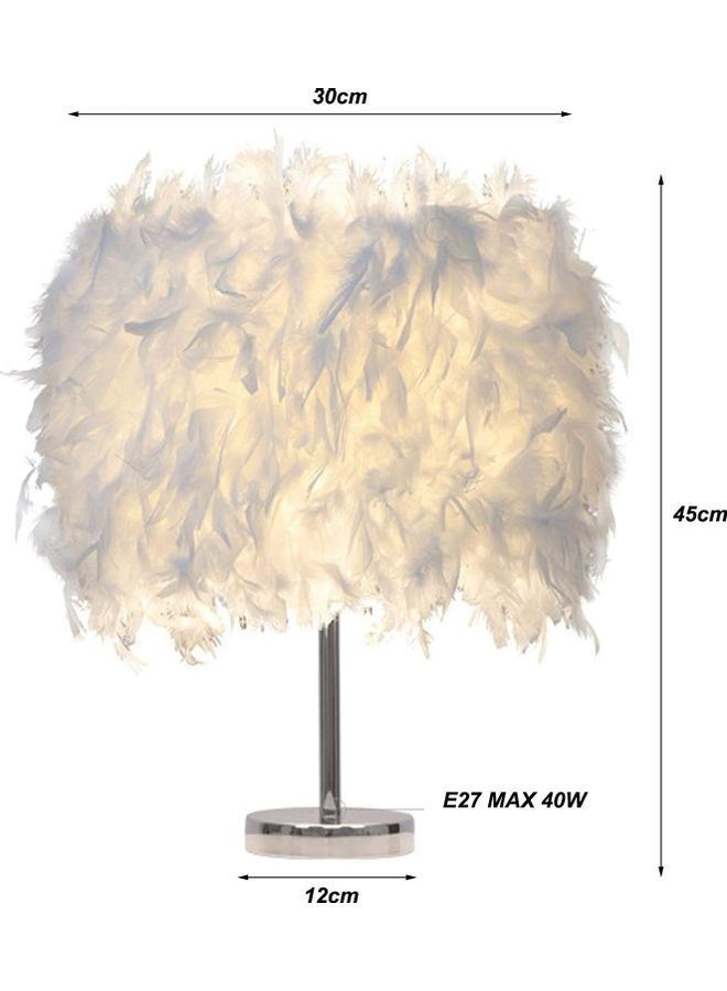شو وو مصباح طاولة LED يُوضع بجانب السرير للزينة بتصميم ريش أبيض/فضي - Image 4