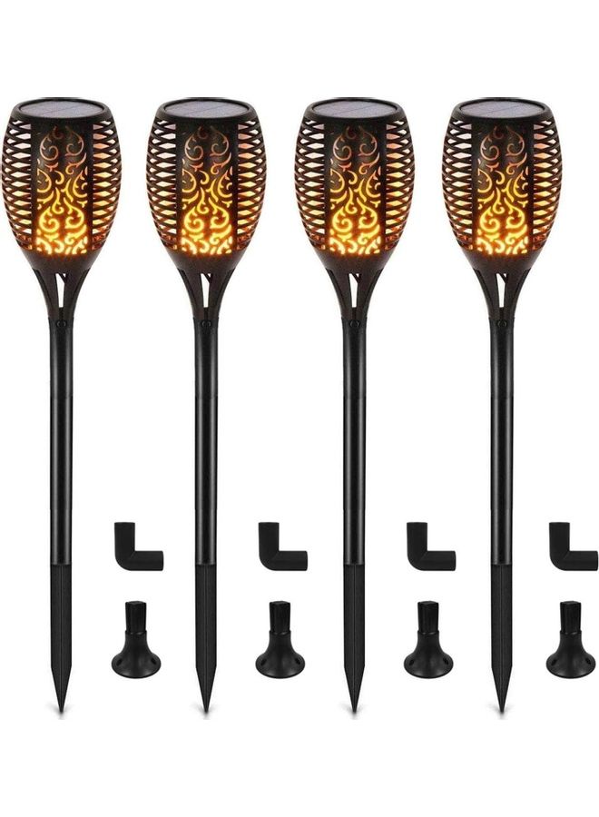 شو وو مصباح LED يعمل بالطاقة الشمسية على شكل شعلة للأماكن الخارجية من 4 قطع أسود/ أصفر - Image 1