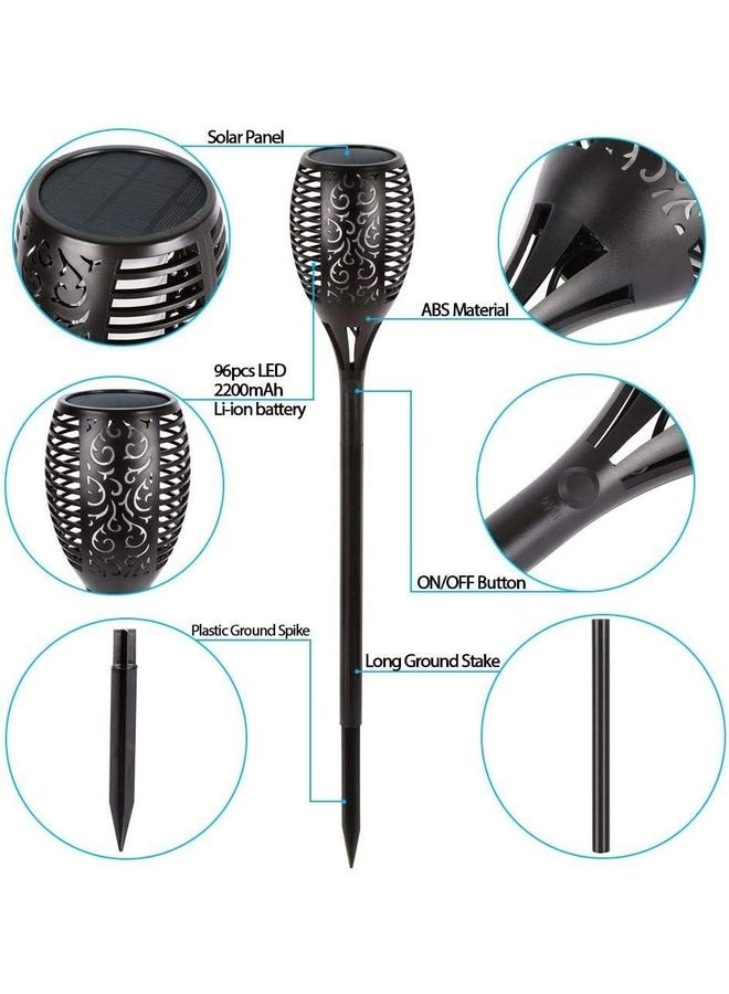 شو وو مصباح LED يعمل بالطاقة الشمسية على شكل شعلة للأماكن الخارجية من 4 قطع أسود/ أصفر - Image 5