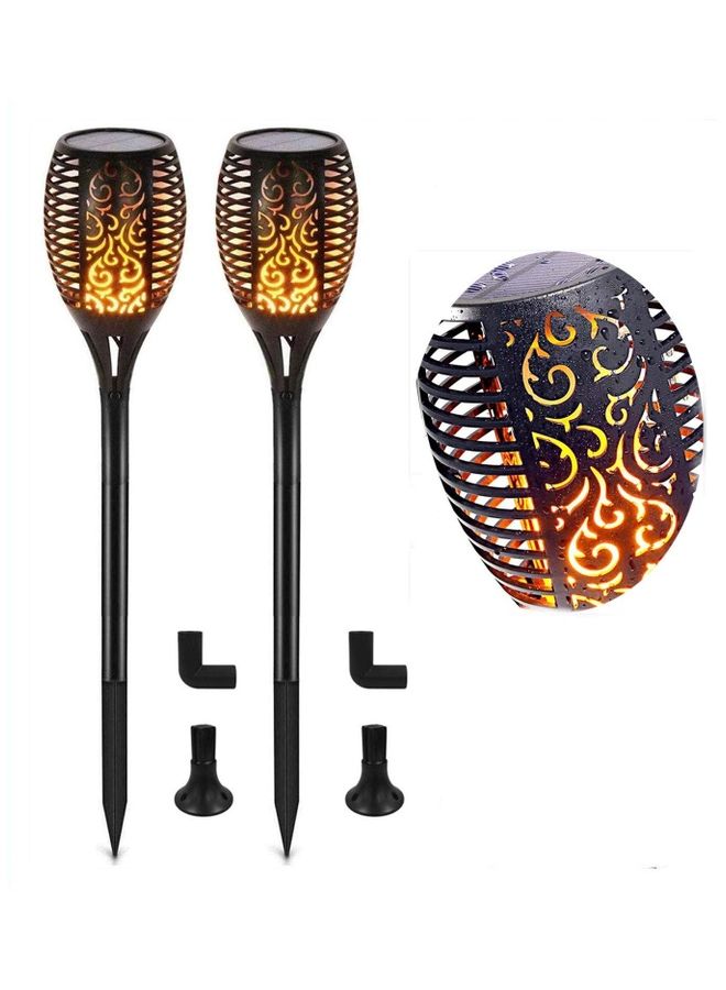 شو وو مصباح LED بتصميم لهب يعمل بالطاقة الشمسية للأماكن خارجية من قطعتين أسود/ أصفر - Image 1
