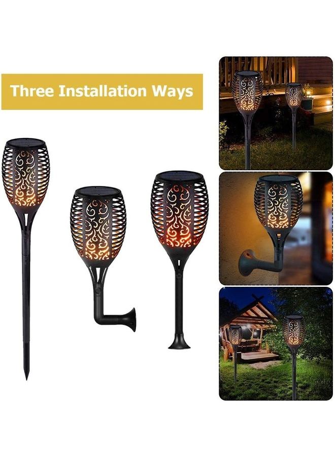 شو وو مصباح LED بتصميم لهب يعمل بالطاقة الشمسية للأماكن خارجية من قطعتين أسود/ أصفر - Image 2