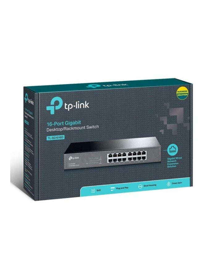 TP-LINK - TL-SG1016D 16-Port Gigabit Desktop/Rackmount Switch, Plug & play, Auto MDI/MDIX, Auto Negotiation, Energy-Efficient Technology Black/White - Image 1