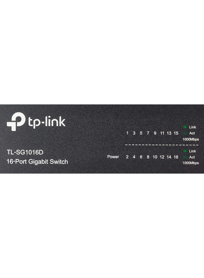 TP-LINK - TL-SG1016D 16-Port Gigabit Desktop/Rackmount Switch, Plug & play, Auto MDI/MDIX, Auto Negotiation, Energy-Efficient Technology Black/White - Image 1
