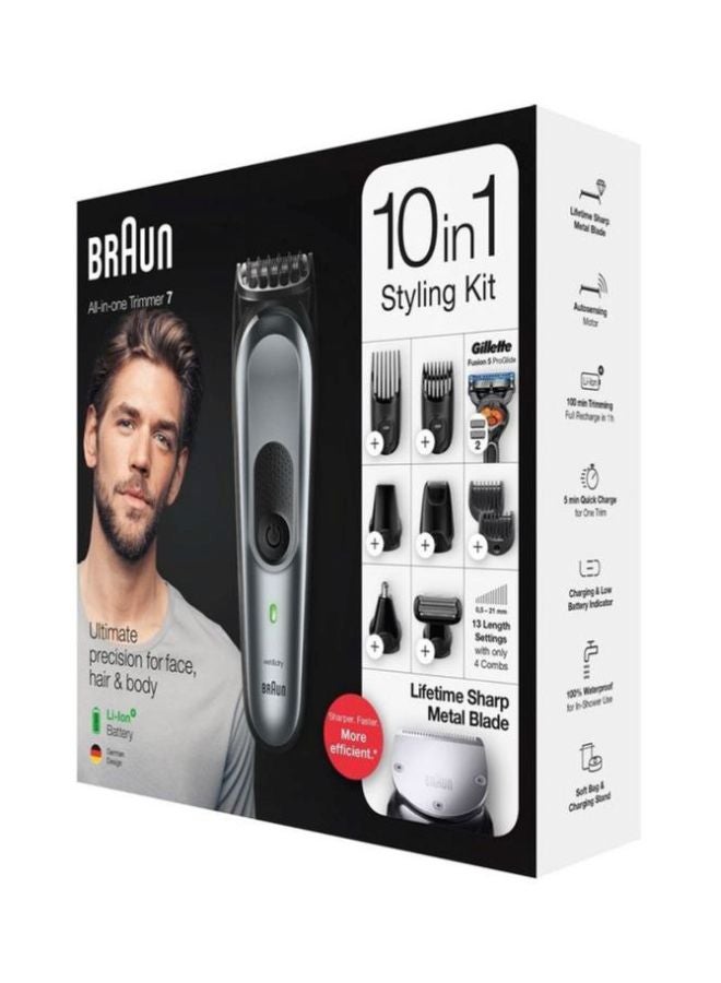 BRAUN - All-In-One Trimmer Mgk7221 For Face, Hair And Body Silver/Black - Image 1