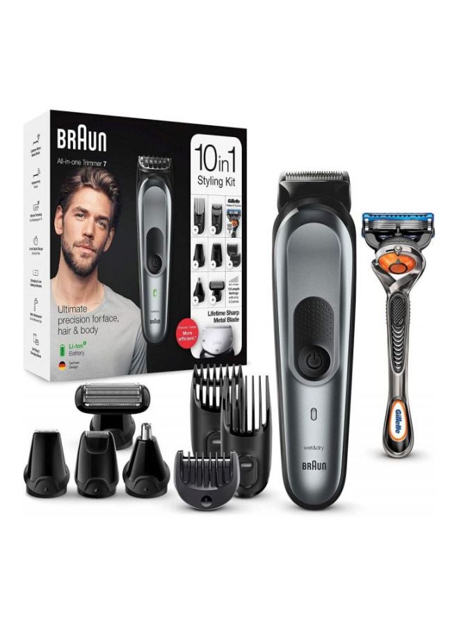 BRAUN - All-In-One Trimmer Mgk7221 For Face, Hair And Body Silver/Black - Image 1